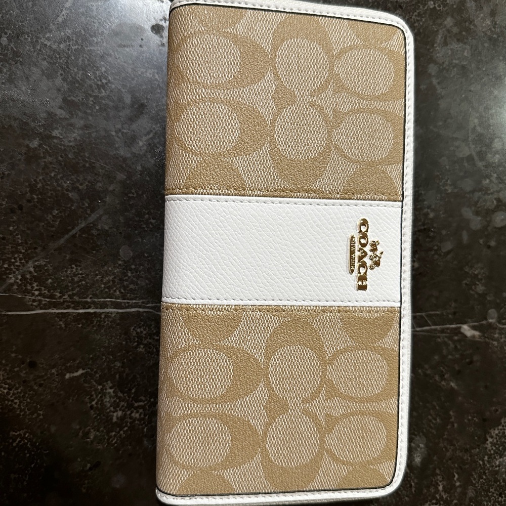 Coach Tan and White Wallet